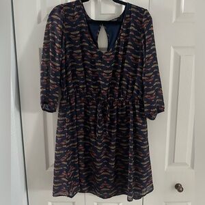 BeBop Navy and Orange Patterned Dress